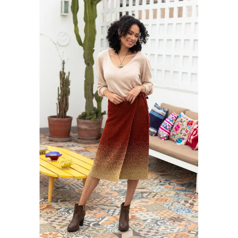 Novica Handmade Thanta Degrade In Russet Cotton Wrap Skirt