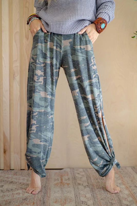 Remy Printed Side Tie Pants - Camo