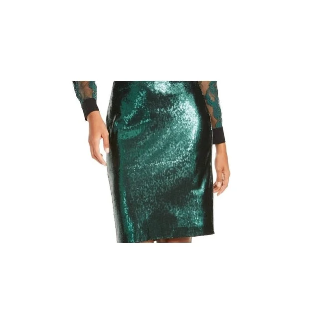 Thalia Sodi Women's Sequined Skirt Dark Green Size Medium