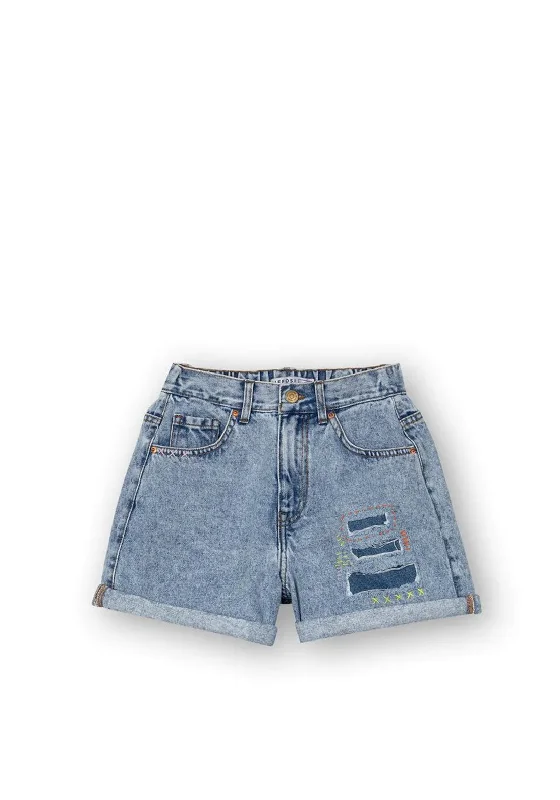 Tiffosi Girl Loren High Waist Mom Denim Shorts, Blue