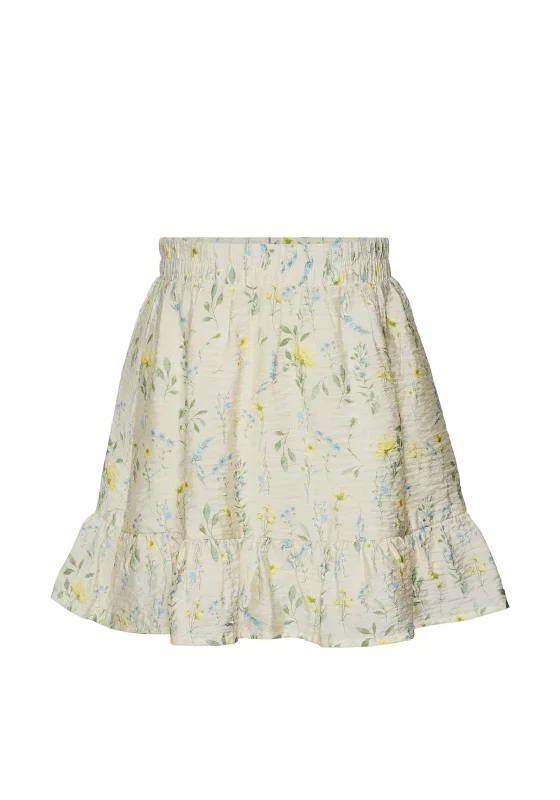 Vero Moda Girl Josie Floral High Waist Skirt, Birch