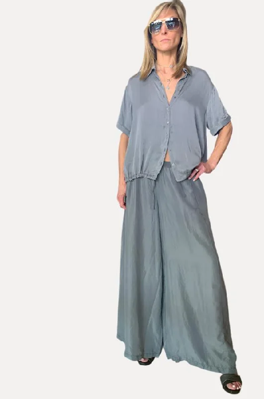 Wide Leg Pants - Grey Mist