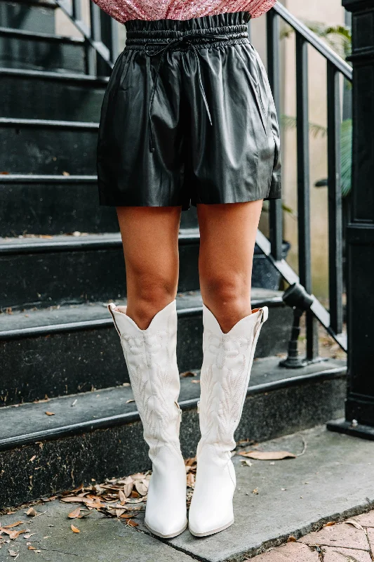 You Got This Black Faux Leather Shorts