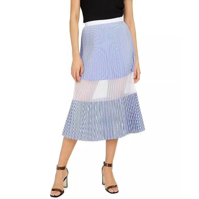 A|X Armani Exchange Women's Pleated Mesh Panel Skirt Blue Size 2