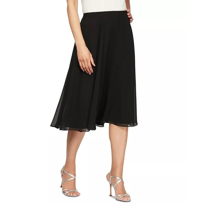 Alex Evenings Women's Chiffon Midi Skirt Black Size Medium