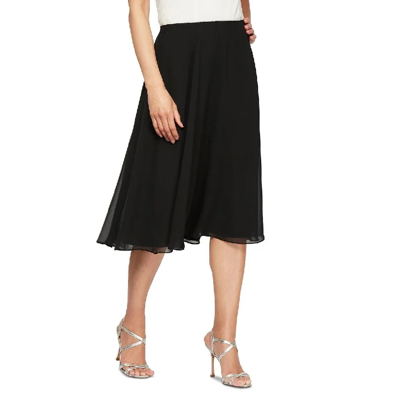 Alex Evenings Women's Chiffon Midi Skirt Black Size Small