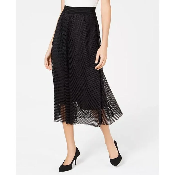 Alfani Women's Mesh Midi Skirt Black Size Extra Small - X-Small