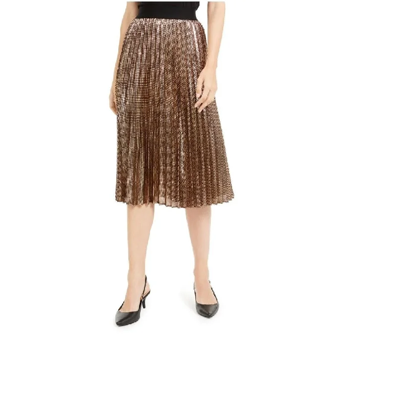 AlfaniI Women's Grid-print Pull On A-line Pleated Skirt