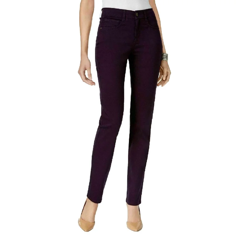 Style & Co Women's Petite Tummy Control Slim Leg Jeans Dark Purple Size 10