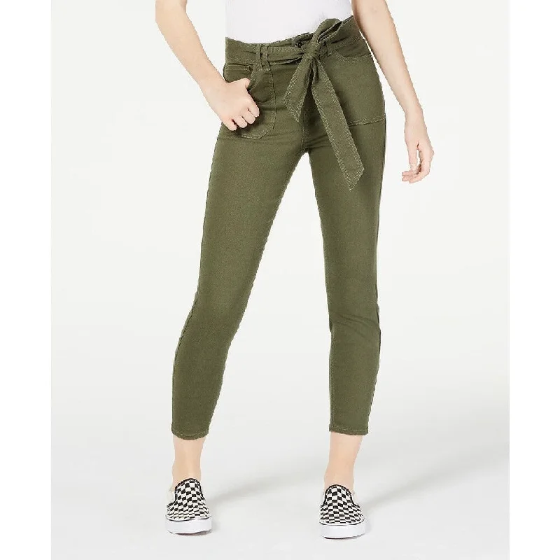 Vanilla Star Women's Belted Cropped Jeans Green Size 3